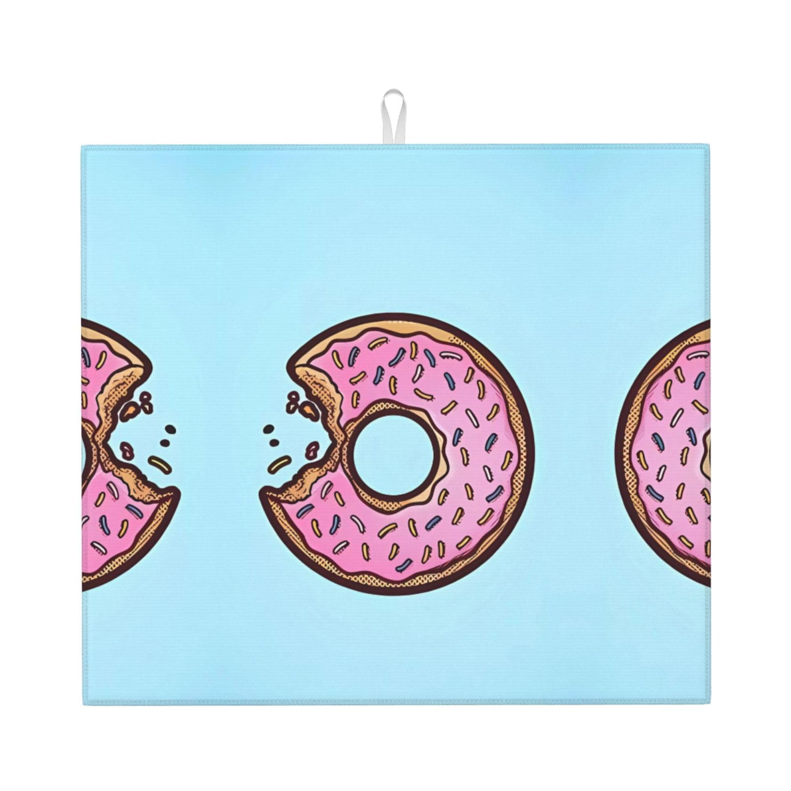 WHJSSF Donut Prints Kitchen Drying Mat – Absorbent Dish Throw for Countertops, Quick-Dry Non-Slip Layer with Stylish Prints, Ideal Housewarming Gift