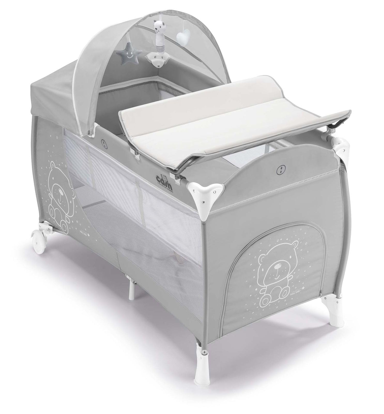 CAM Il Mondo del Bambino - art.L113/T247 - Lettino Daily Plus - perfetto da 0 a 36 mesi - TEDDY GRIGIO