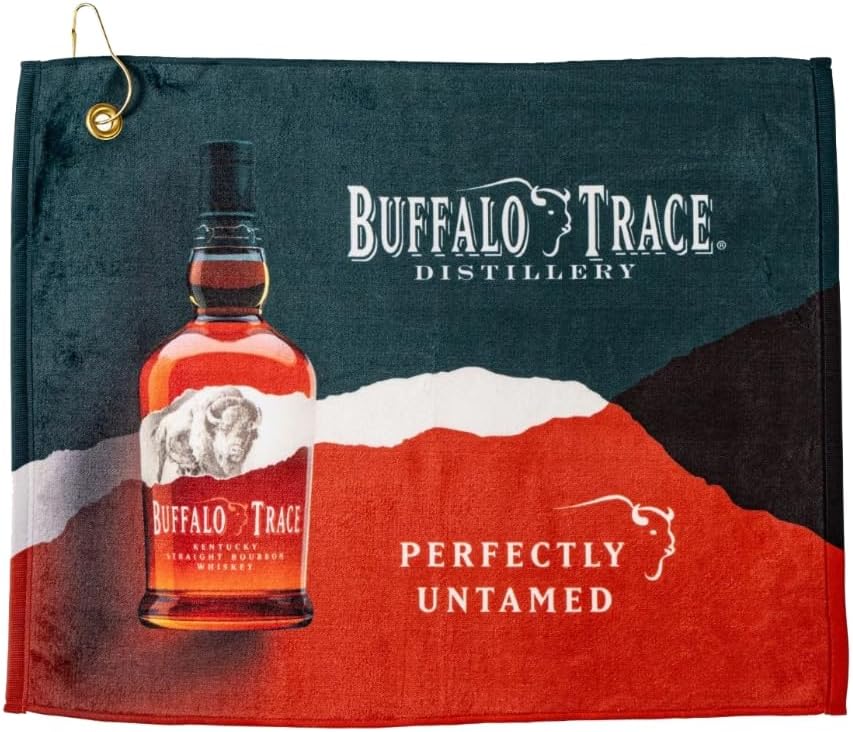 Buffalo Trace Distillery Promotional Golf Towel, Navy Blue Cotton, Bourbon Whiskey Theme, Perfectly Untamed Design
