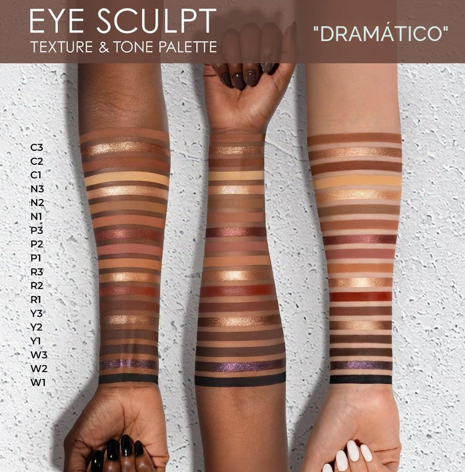 NATASHA DENONA Original | EYE SCULPT TEXTURE & TONE PALETTE - Paleta de 18 sombras de ojos | 21.10 gramos | by BELLA | paleta DRAMATIC