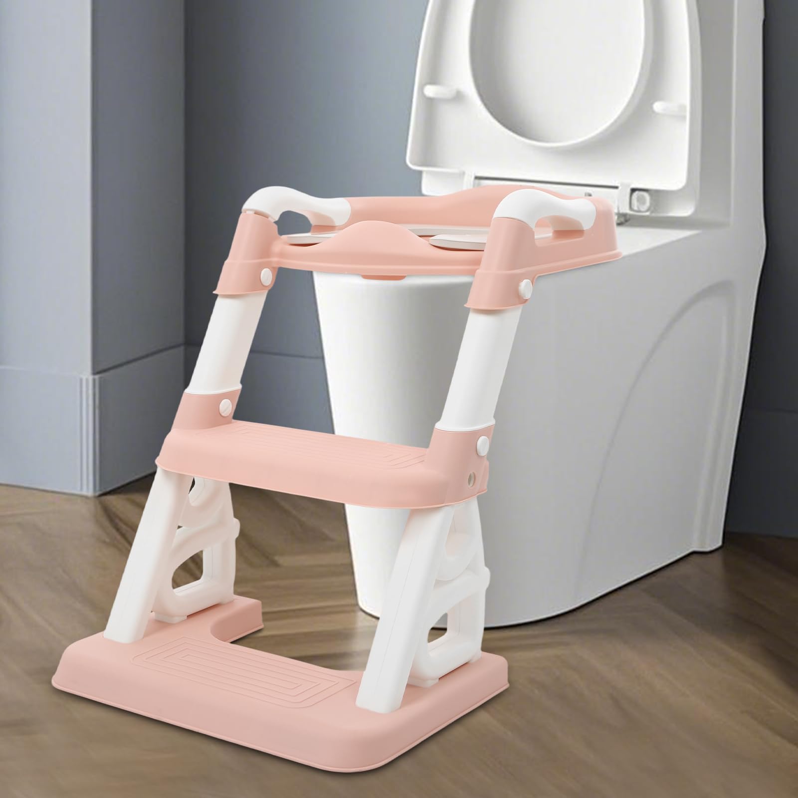 Siège de toilette pour enfants, avec escalier et poignées, hauteur réglable, pliable, pour enfants, garçons, filles, bébés