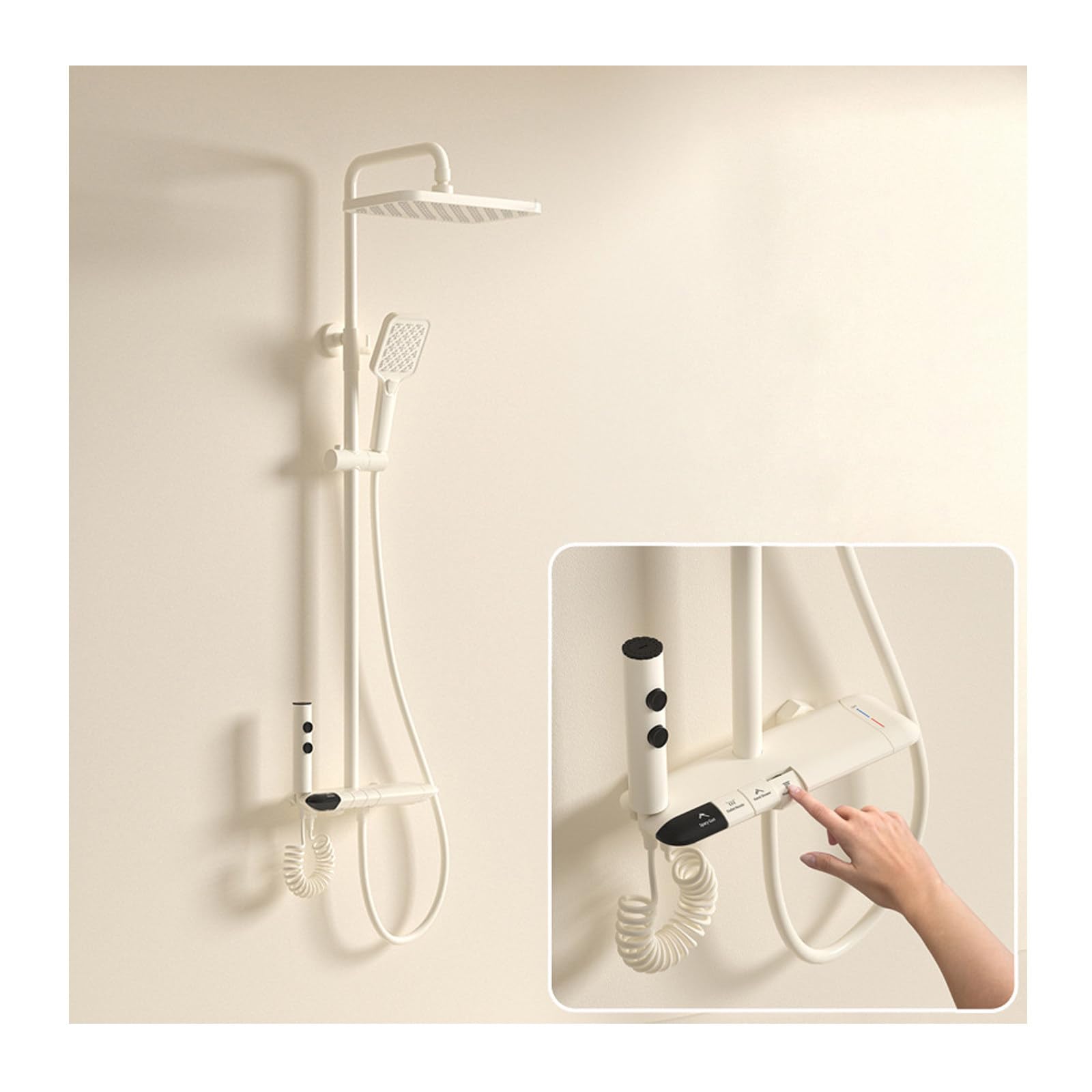 Ensemble de robinet de douche complet avec douchette à main et système de douche noir à 4 fonctions
