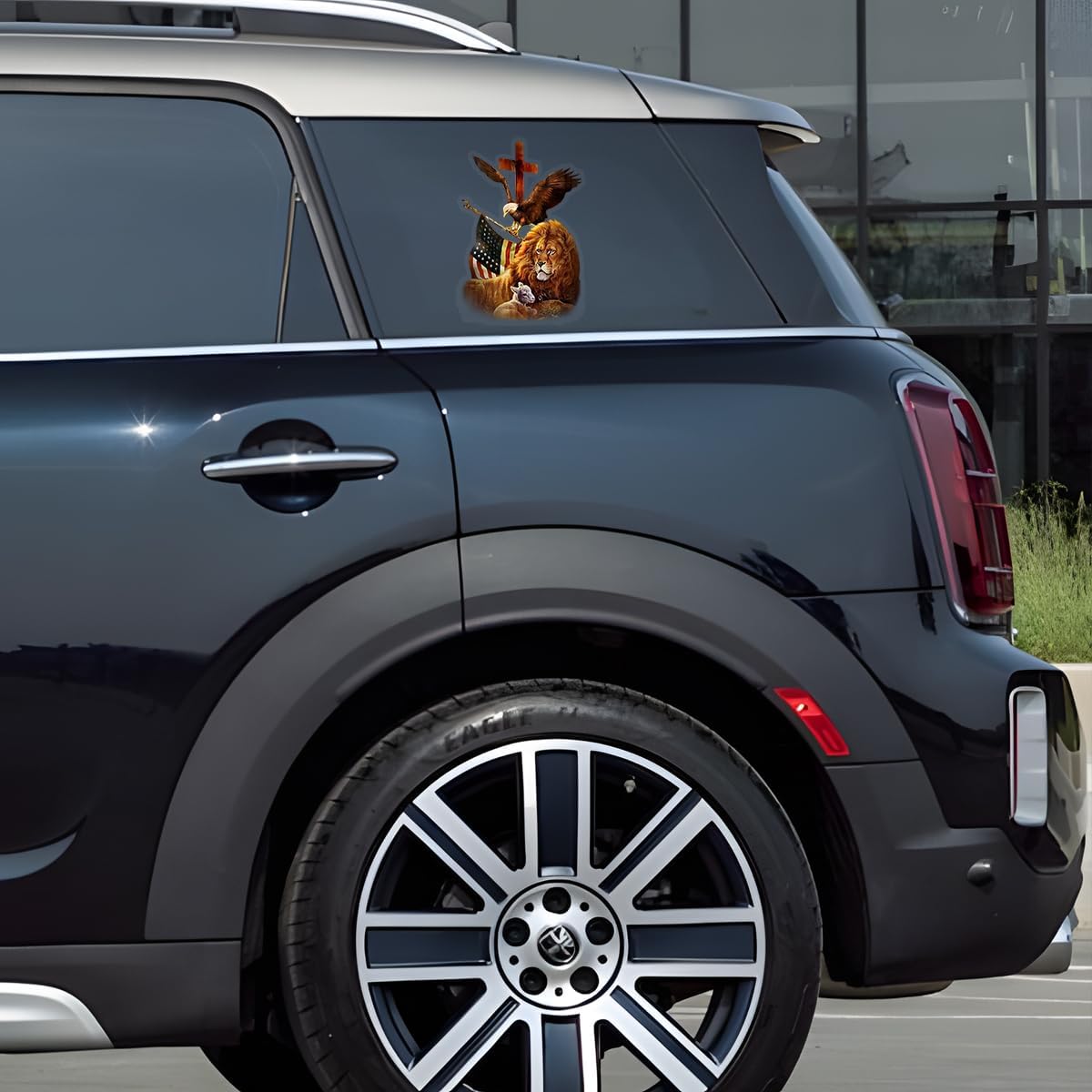 Premium Lion Family Car Sticker with Jesus Cross & Eagle Holding American Flag – Durable & Waterproof Vinyl Decal for Car Window – Christian Gift for Jesus Believers – 9 x 6 Inches - Image 8