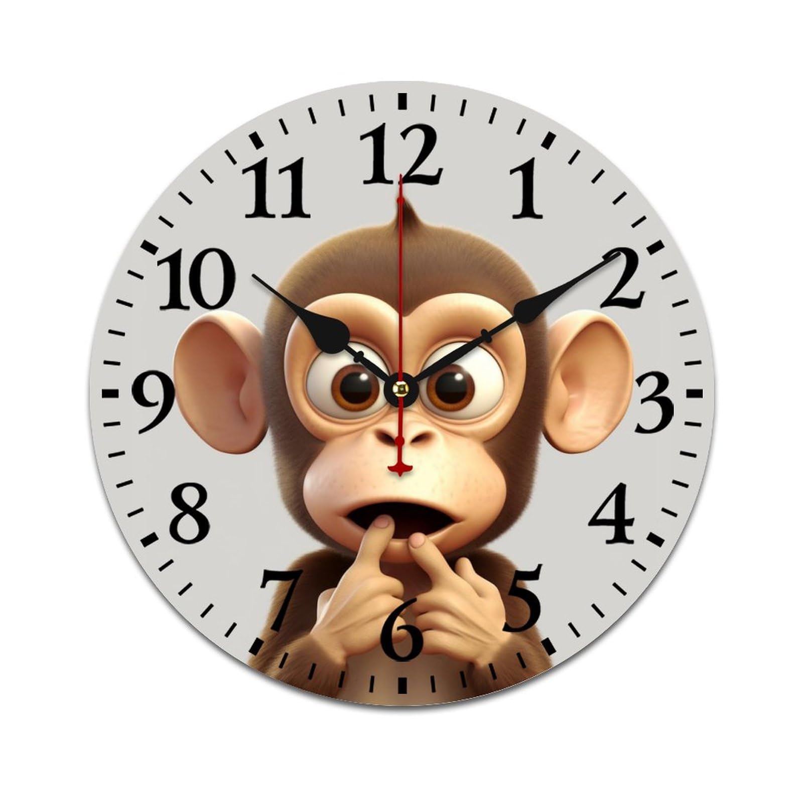 NTVOWPZO 10 Inch Wall Clock Wooden The Silent Monkey Battery Operated Wall Clocks Silent Non-Ticking Square Wall Clock for Living Room Kitchen Home Office Wall Decorative Clocks