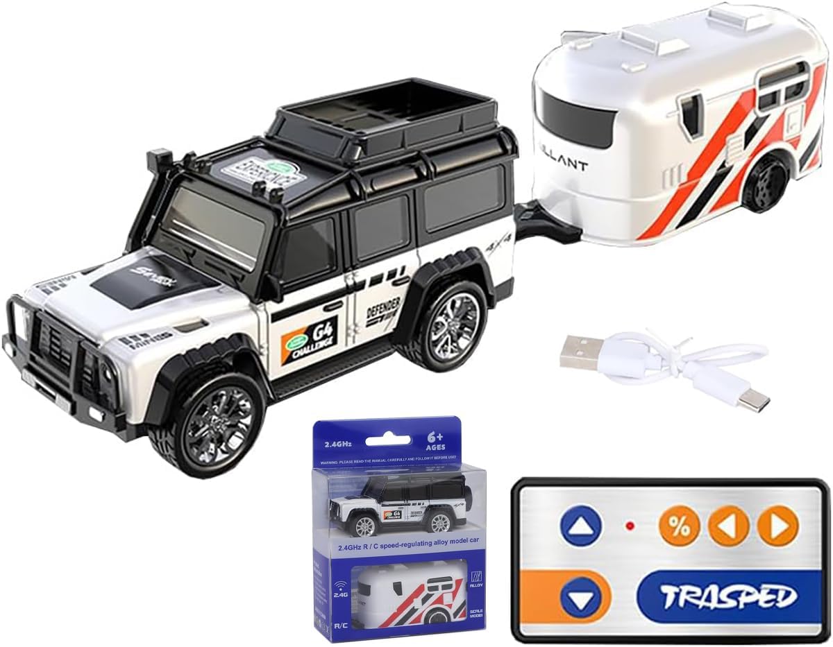 Magicwand【Pack of 1 R/c Rechargeable【Type-C Charging】 2-in-1 Miniature Defender with Trailer & Led Lights【1 Random Color Will be Shipped】