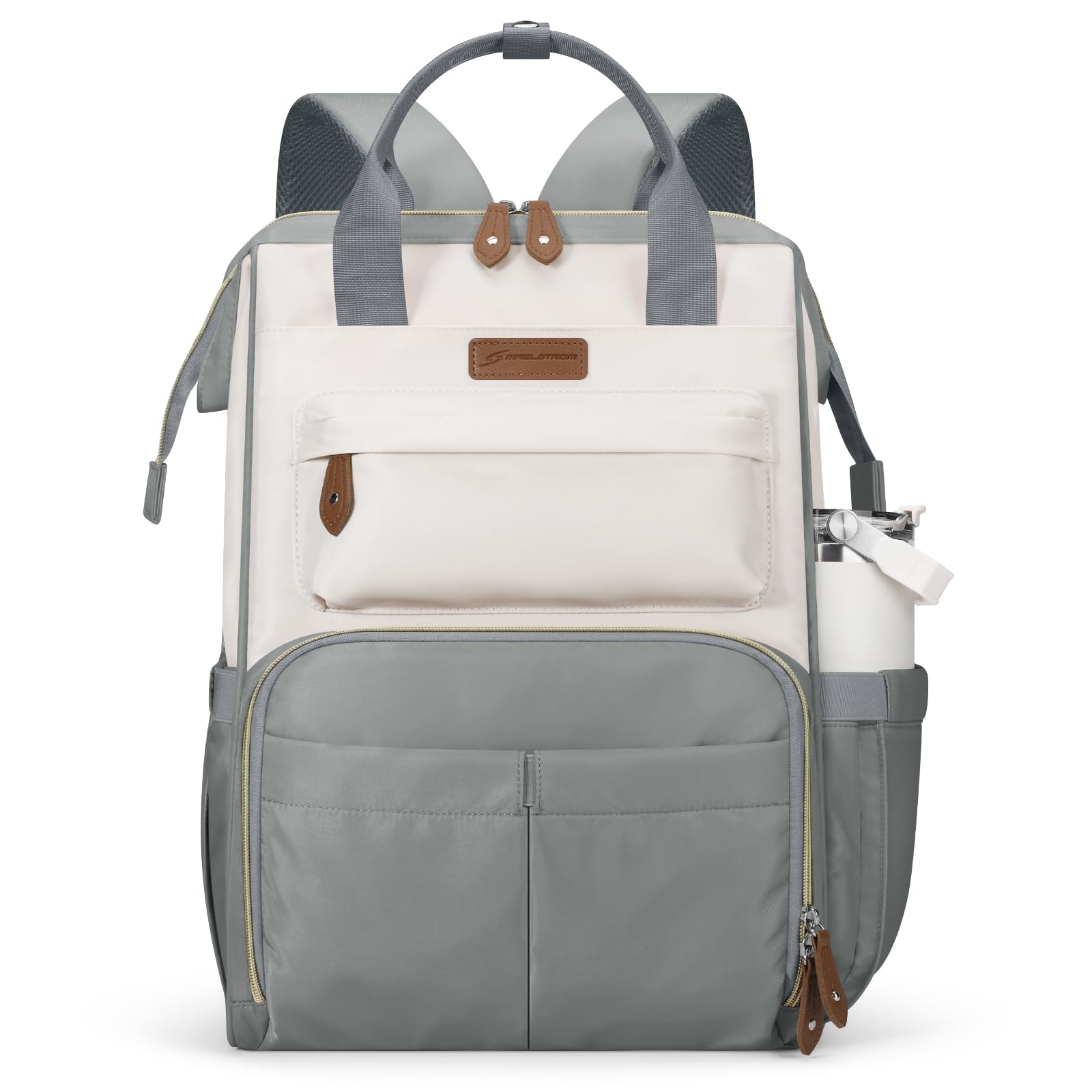 Maelstrom Laptop Backpack, Fits 15.6-17.3 Inch Travel Backpack for Women Men, Waterproof College School Computer Bag, Anti-theft Business Work Bag with Luggage Strap(Grey, 25L)
