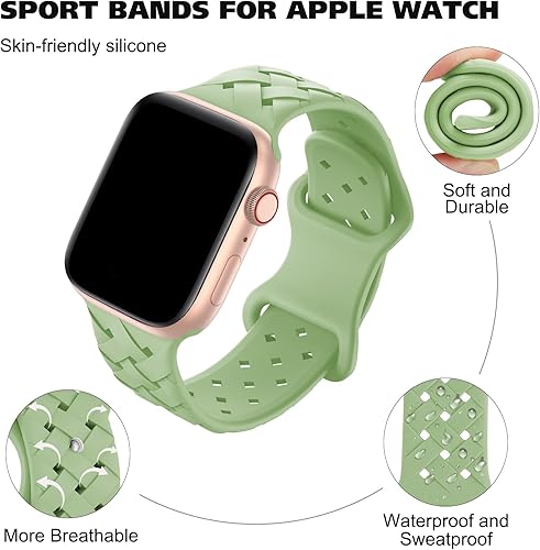 Miniatura 9 de Distore Correas trenzadas de silicona compatibles con Apple Watch de 1.496 in 1.575 in 1.614 in 1.654 in 1.732 in 1.772 in 1.929 in, correa