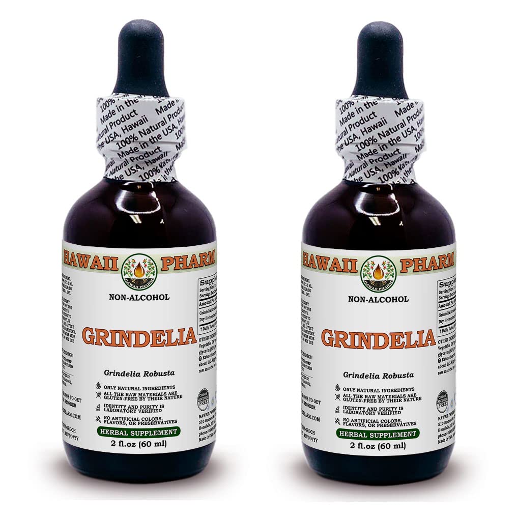 Hawaii Pharm Grindelia Herb Alcohol-Free Extract, 2 fl oz, 2-Pack 2 Fl Oz (Pack of 2)