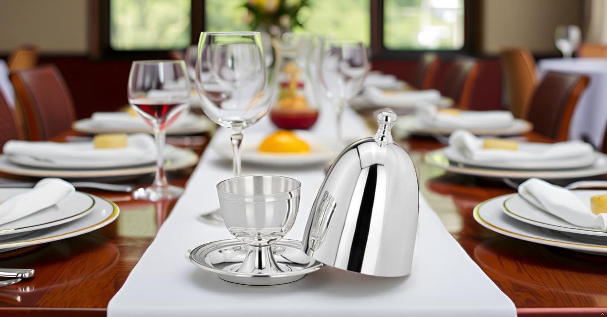 Huevera clásica con tapa lisa de plata de primera calidad, chapada en plata, acabado de alta calidad, listo para regalar con elegante caja de regalo