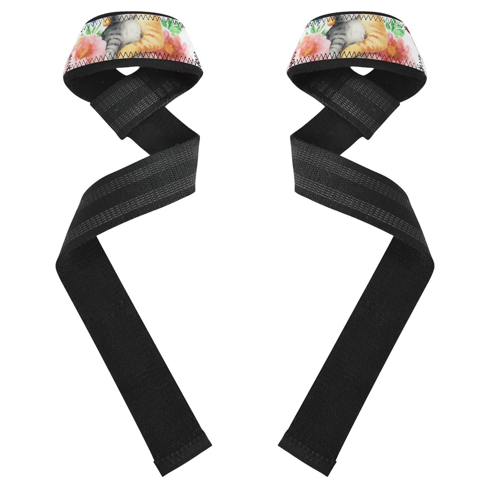 STAYTOP Cute Cats and Butterflies Wrist Straps for Weightlifting,Lifting Straps with Neoprene Cushioned Wrist Padded and Anti-Skid Silicone for Strength Training,Bodybuilding,Deadlifting