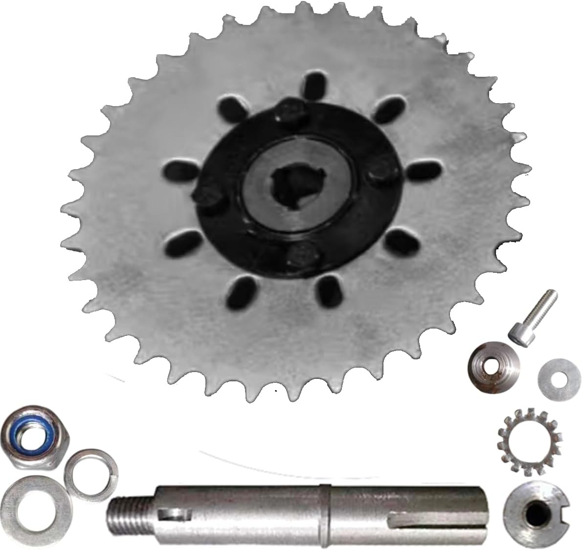 Bike Motor Flywheel and Shaft Kit 100cc 4 Stroke Engine Parts Mini Bicycle Engine Belt or Chain Transmision Bike Gas Engine (ChainType Fly Wheel, 100cc 4 Stroke)