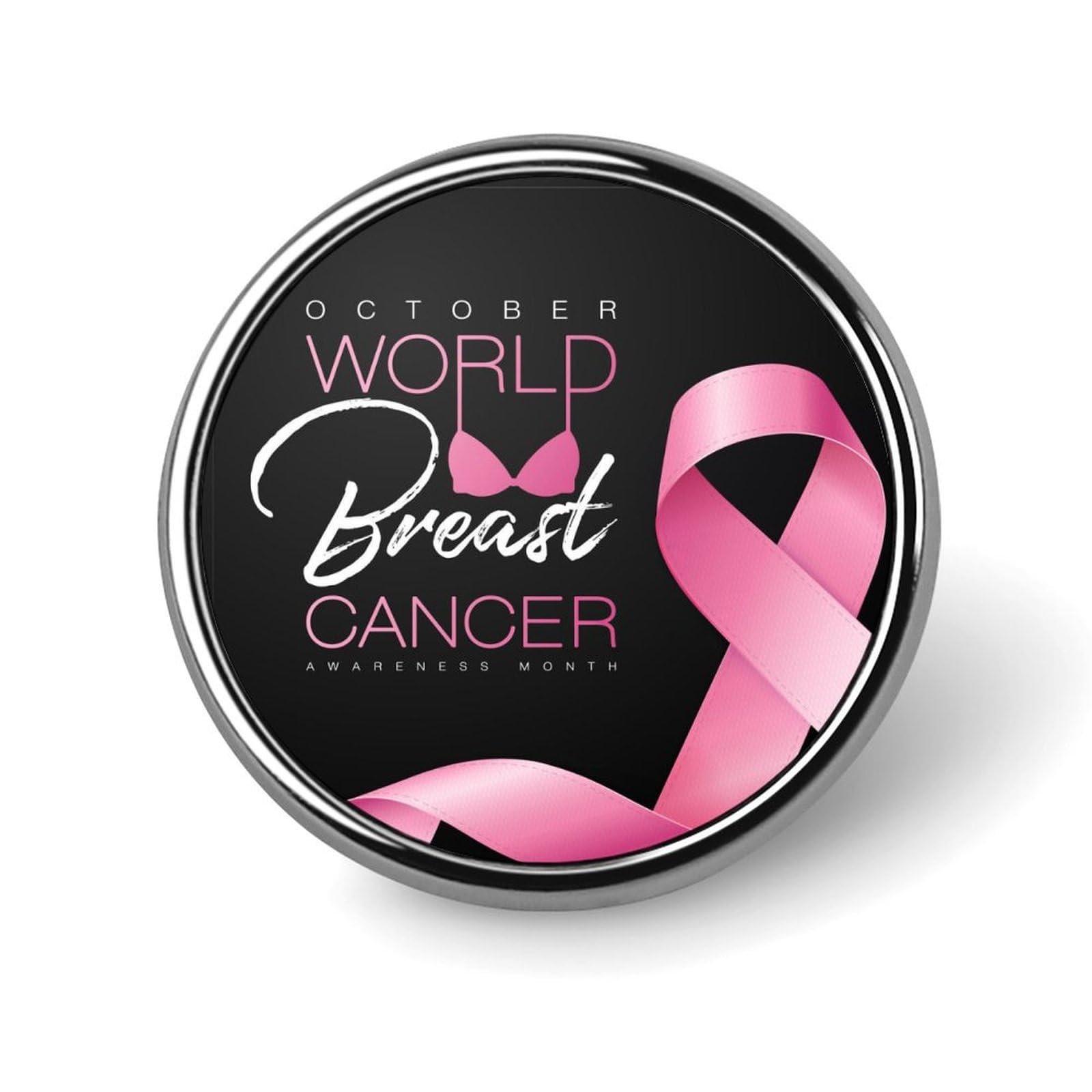 Breast Cancer Awareness Pins Round Buttons Brooches Enamel Lapel Pin Party Supplies Decor Badges for Hats Clothes Bags