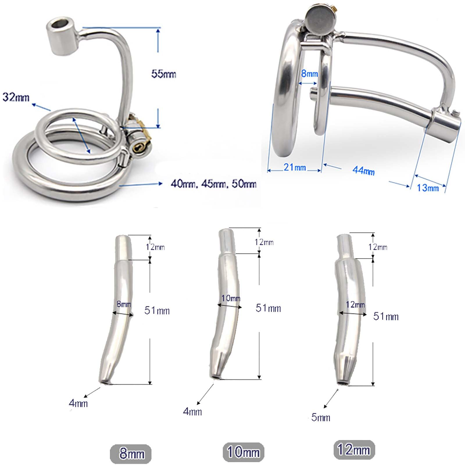 Asta fitness cava liscia in acciaio inossidabile, barella maschile squisita per facilitare la minzione con anello di ritenzione, 3 misure opzionali -D65IT (12mm rod, B:45mm ring)