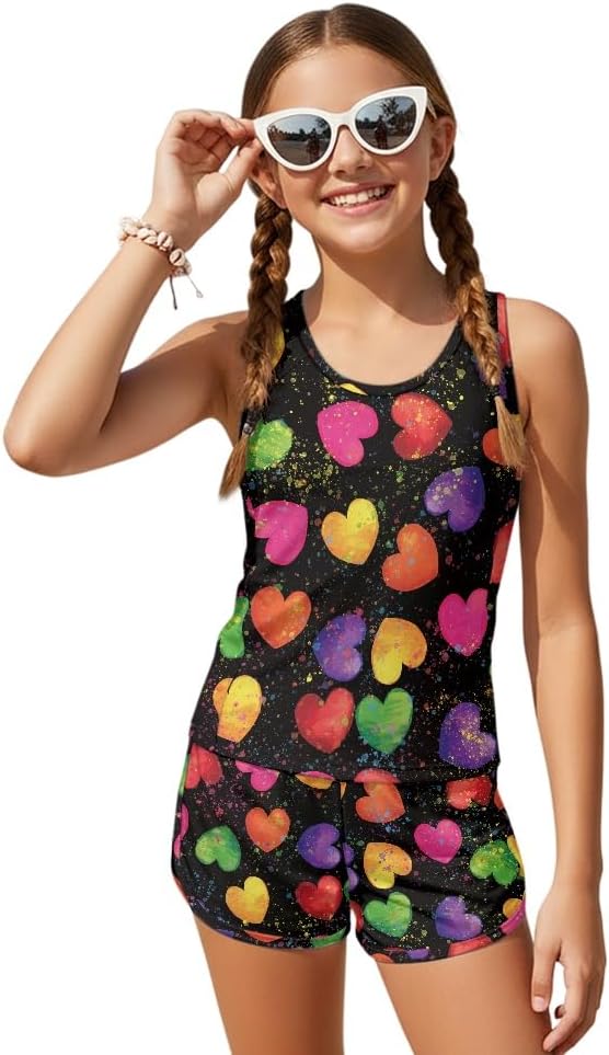 Cute Two Piece Tankini Set with Donut Candy Pattern - Great for Summer Beach Pool Fun