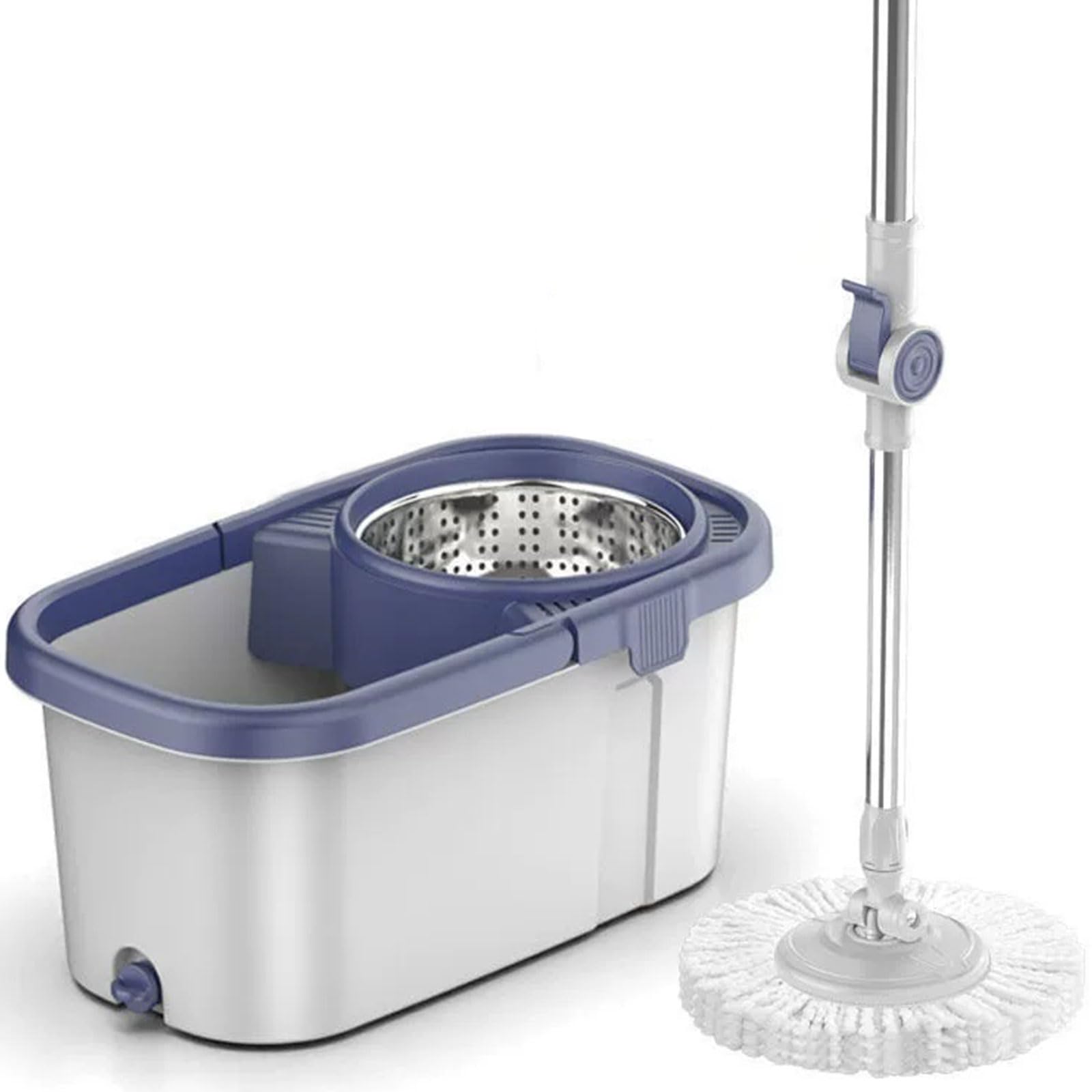 Este Juego de fregona giratoria y Cubo para el hogar - Sistema de Limpieza de Suelos con autoescurrido - 5 recambios adicionales de Cabezales de fregona de Microfibra Lavables para la limpie