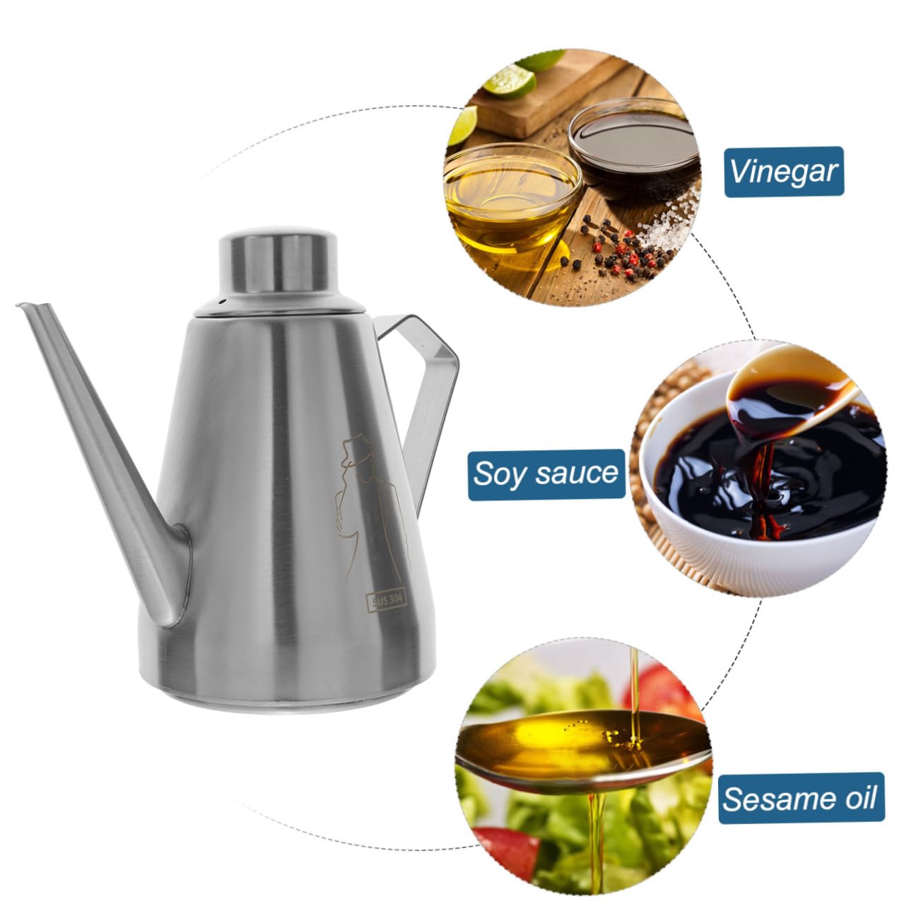 Cabilock 2piezas Botella Dispensadora De Aceite y Vinagre Inoxidable Cocina y Para Aderezos y Condimentos