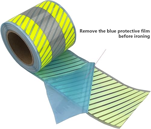 Miniatura 5 de Cinta de vinilo reflectante de transferencia de calor de alta visibilidad para ropa, 2 pulgadas x 5 yardas (rayas rojas fluorescentes)