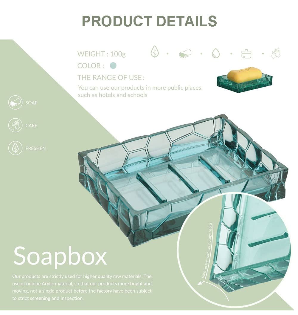 DSMYYXGS 5 Piezas Juego de Accesorios para Baño en 3D Acrílico - Porta Cepillos de Dientes, Jabonera, Dispensador de Jabón, Vaso para Enjuague Bucal, Arbusto de Baño (Color : Green)