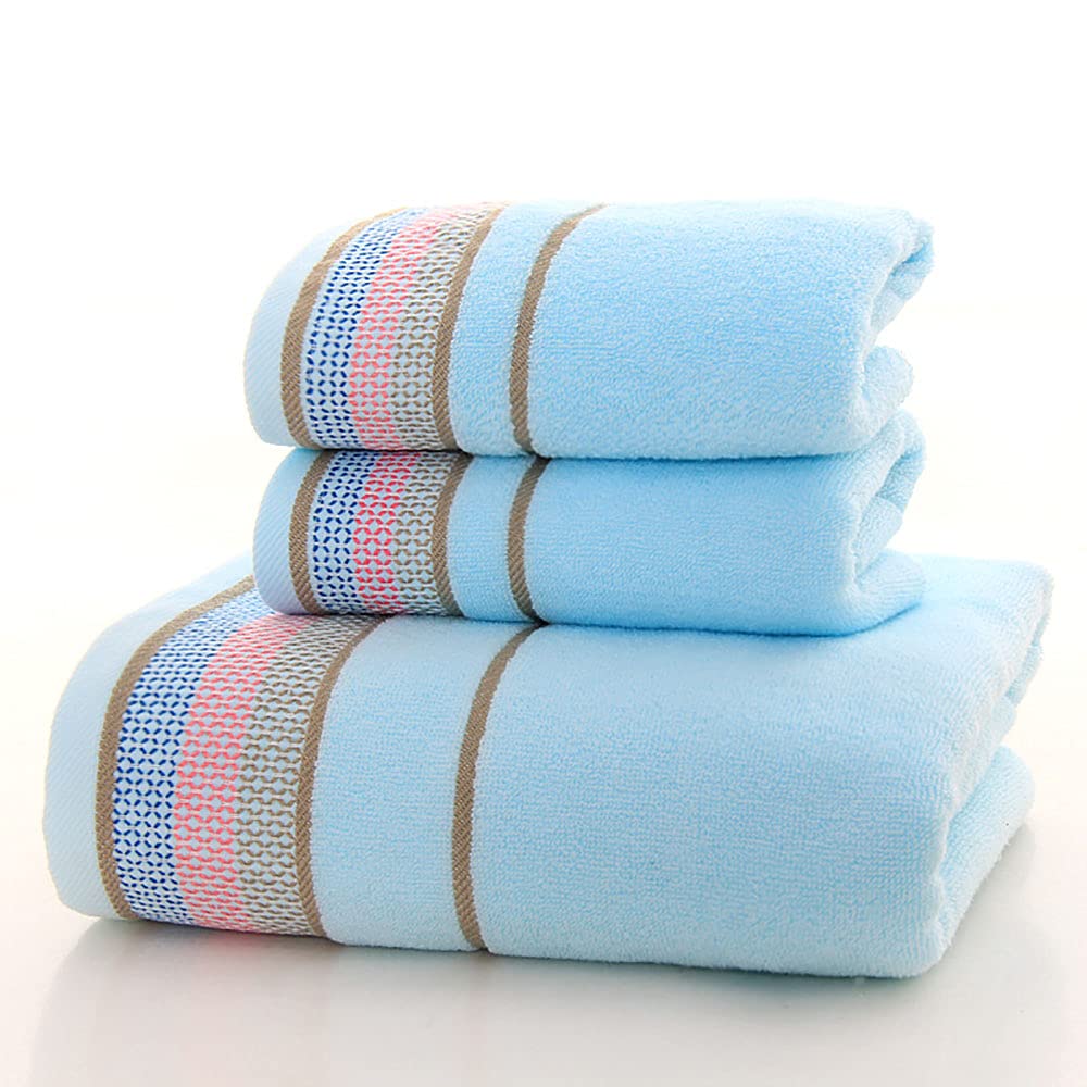 Serviettes de bain absorbantes en coton peigné bleu à séchage rapide pour le soin de la peau