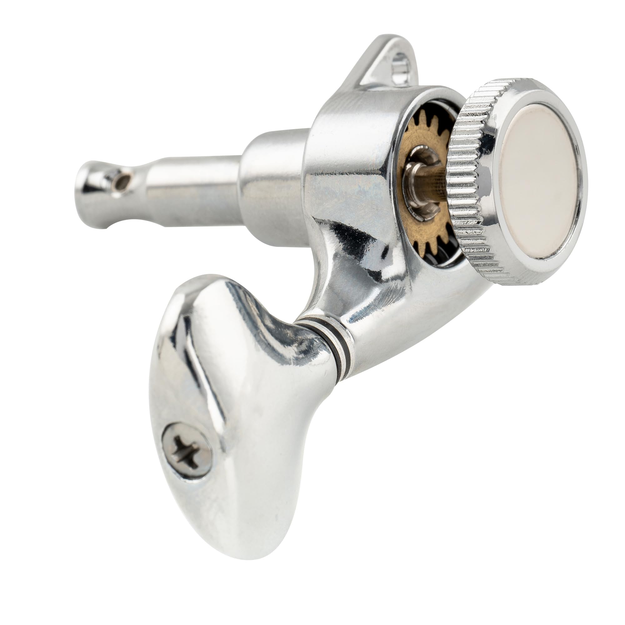 Musiclily Pro 3L+3R Ratio 18:1 Sellado Guitarra Clavijeros Bloqueo Clavijas de Afinación con Botones Y-Style Tornillo 45 Grados para Guitarra Eléctrica/Acústica tipo LP SG, Cromado