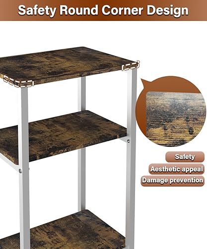 Miniatura 5 de Mesa auxiliar de 3 niveles, mesa auxiliar resistente con estantes, mesa de noche estrecha para espacios pequeños, mesa de tocadiscos para