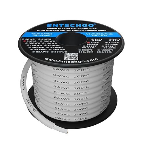 Vista 36 de BNTECHGO Carrete de alambre de silicona de calibre 8, 50 pies, cable de cobre estañado trenzado flexible rojo de 8 AWG