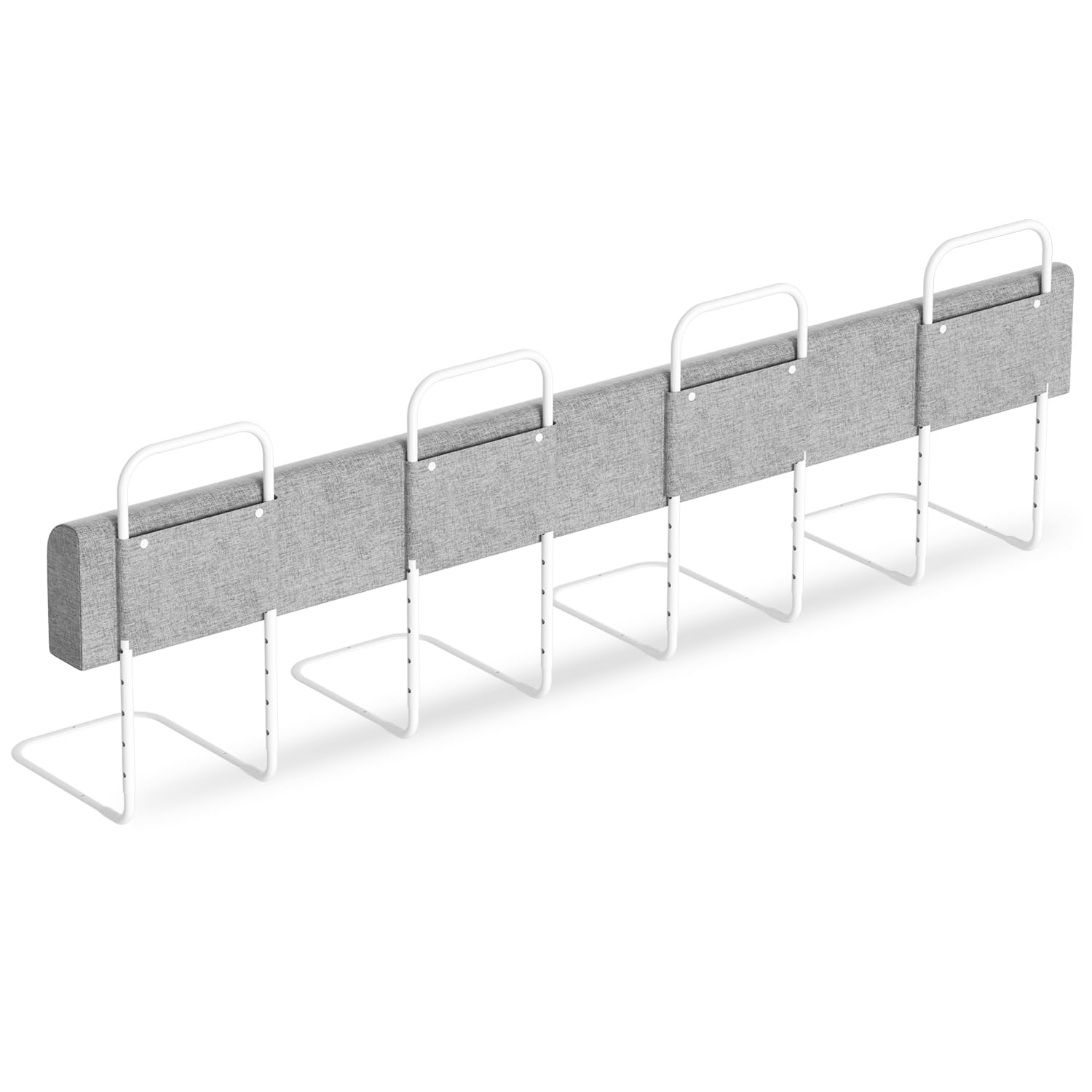 2 barandillas de cama para niños de 200 cm, 5 agujeros, altura regulable, protección anticaídas, barandilla plegable, fácil de montar, color gris