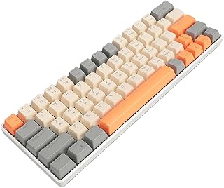 Vikye Teclado Mecánico para Juegos,Teclado Retroiluminado Ultradelgado de 63 Teclas con Cable,Teclado Compacto con Tapa de Tecla Extraíble de 3 Colores con Interruptor Azul para PC