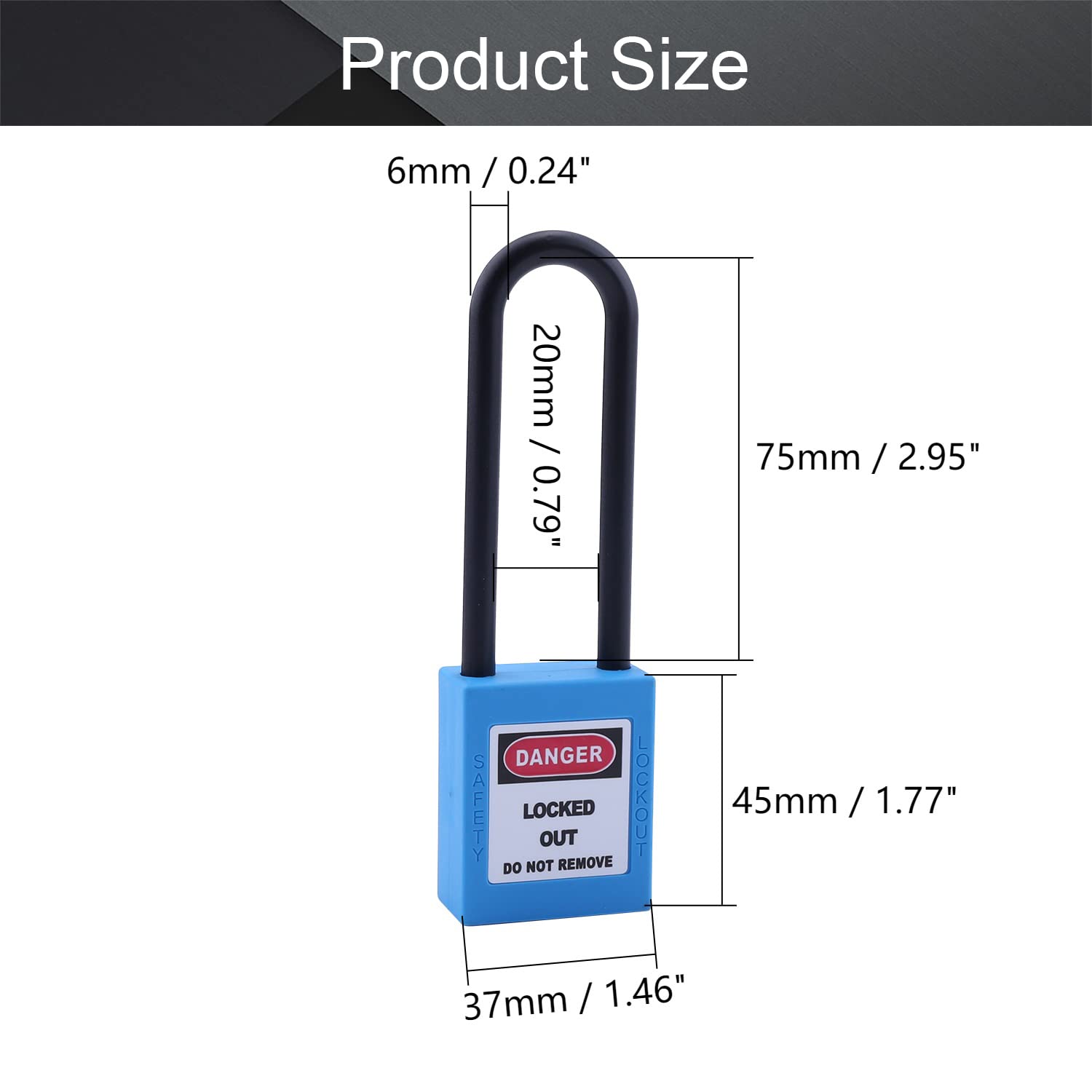 MroMax Lockout Tagout Lock, Safety Padlock Keyed Alike,Loto Security Padlock Steel Shackle Black Padlock For Lock Out Tag Out 2Pcs - View #14