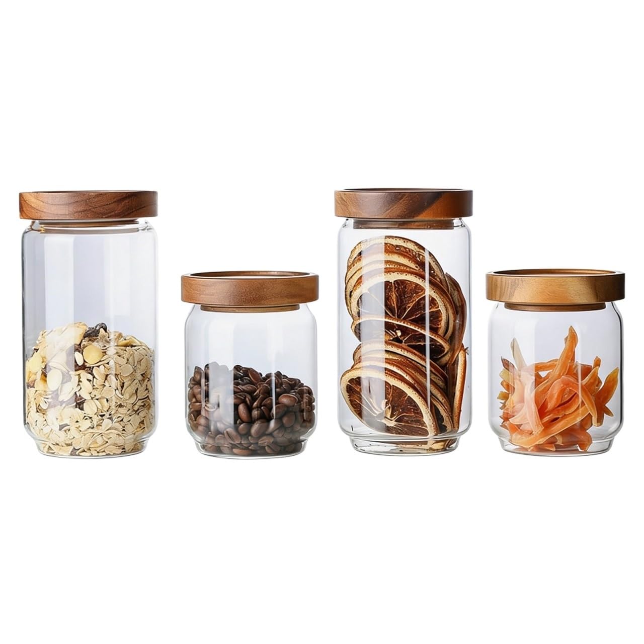 ZNJAMN 4pcs Glass Jar with Lid, Airtight Food Storage Containers Set for Coffee Beans| Sugars| Candy, 4 Pack for Pickling