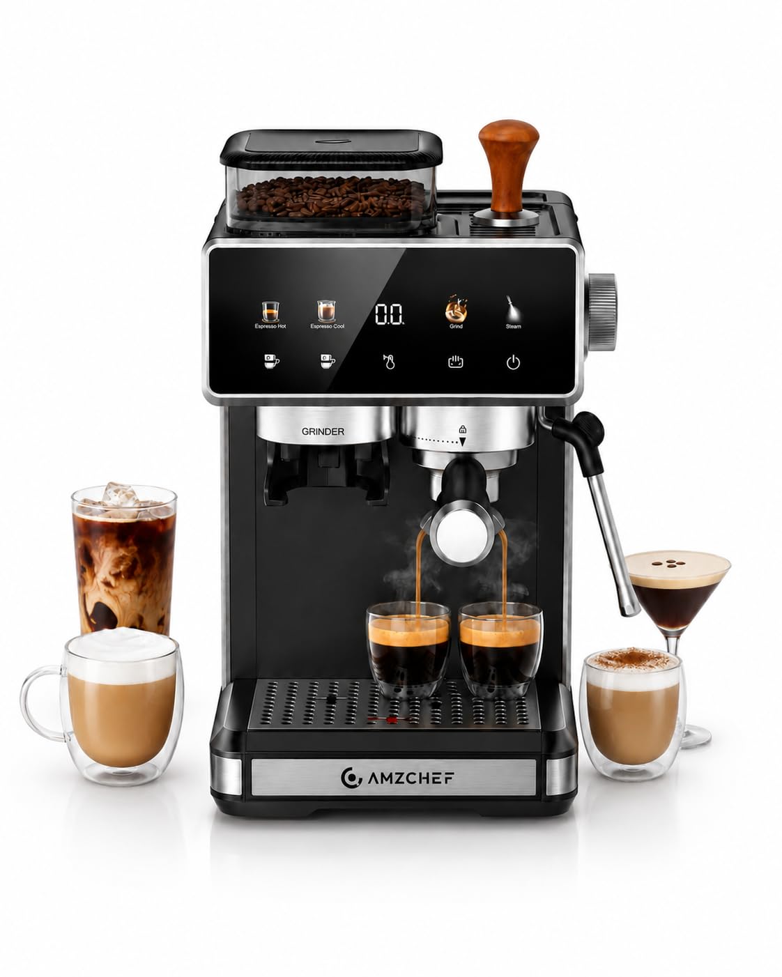AMZCHEF Espresso Machine with Grinder