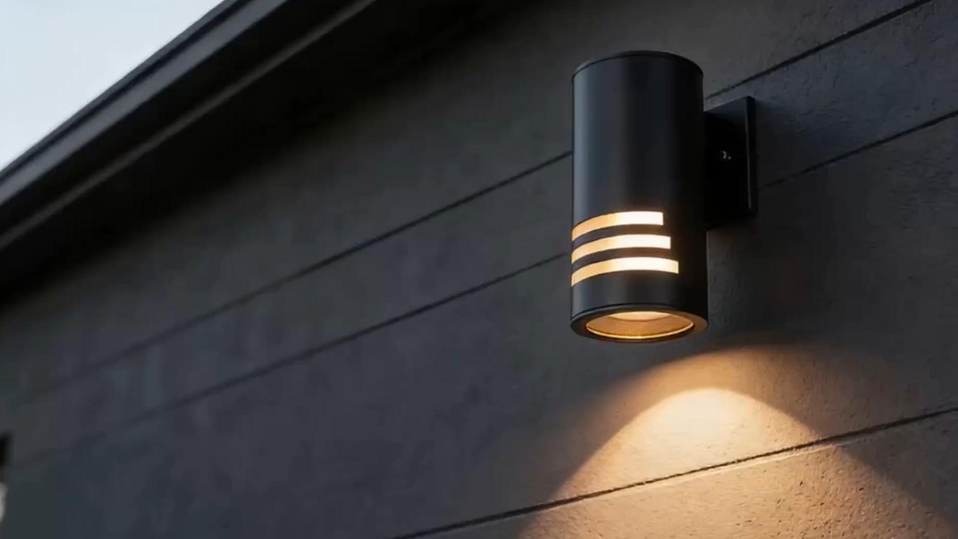 Image of Cerdeco Aluminum Outdoor Wall Sconces,Cylinder Porch Light with 3 Slots and Frosted Glass,Modern Outdoor Wall Light Fixture,Black Finished[ ETL-Listed ]