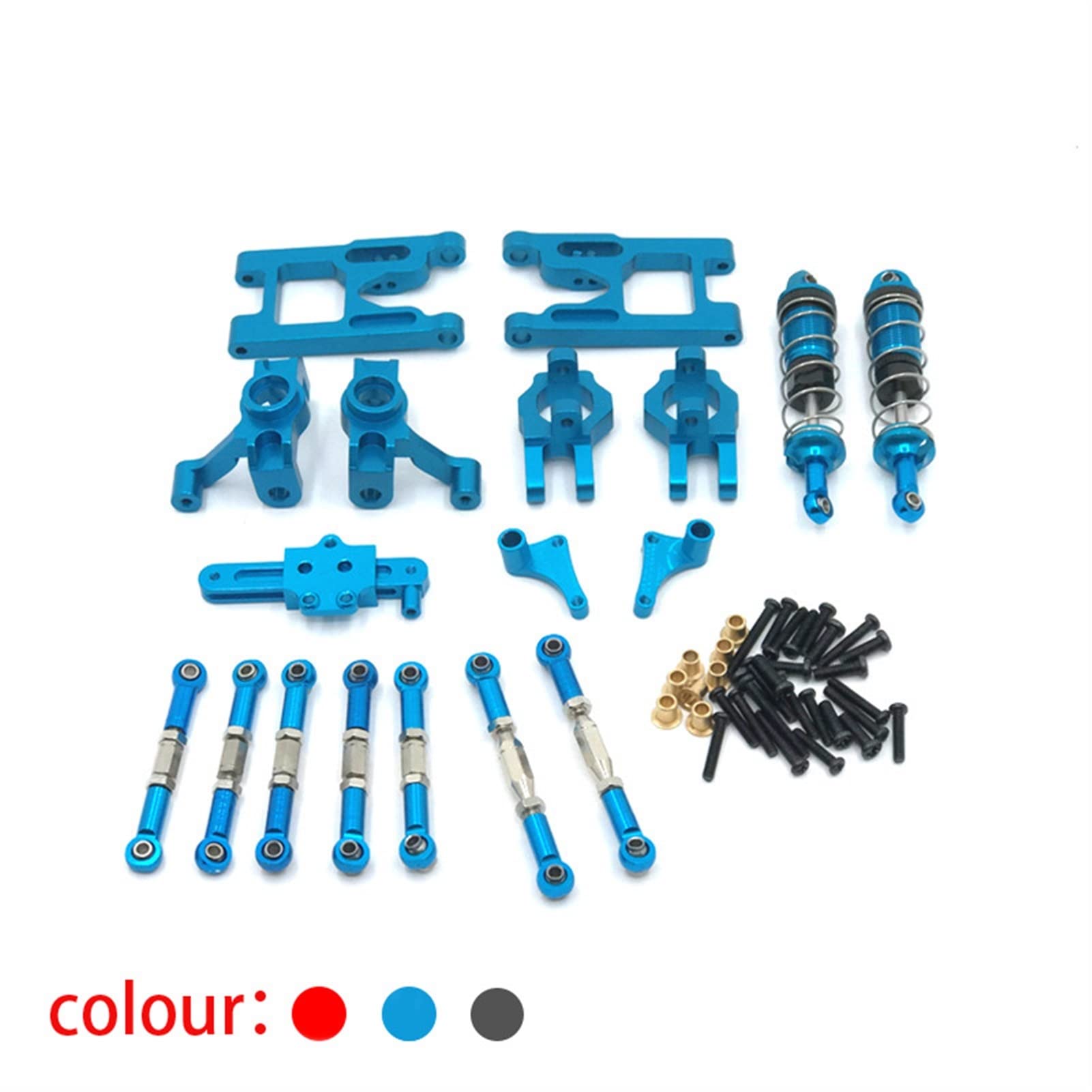Metalowy adapter amortyzatora drążka kierowniczego Zestaw ramion kierownicy Części do samochodów RC, do WLtoys, 1/12 12428 12423 Zdalny amortyzator samochodowy(Gray)