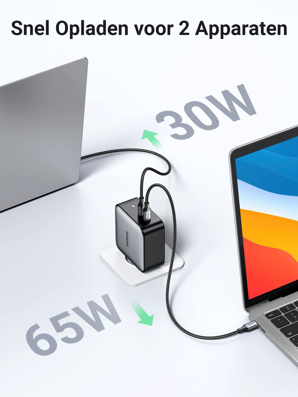UGREEN Nexode 100W USB C-Charger met 4x USB-C-poorten GaN-oplader meerdere PD-lader ondersteunt PPS 45W compatibel met MacBook Pro/Air, HP Laptop, iPad Pro/Air, iPhone 16-8 serie, Galaxy S24