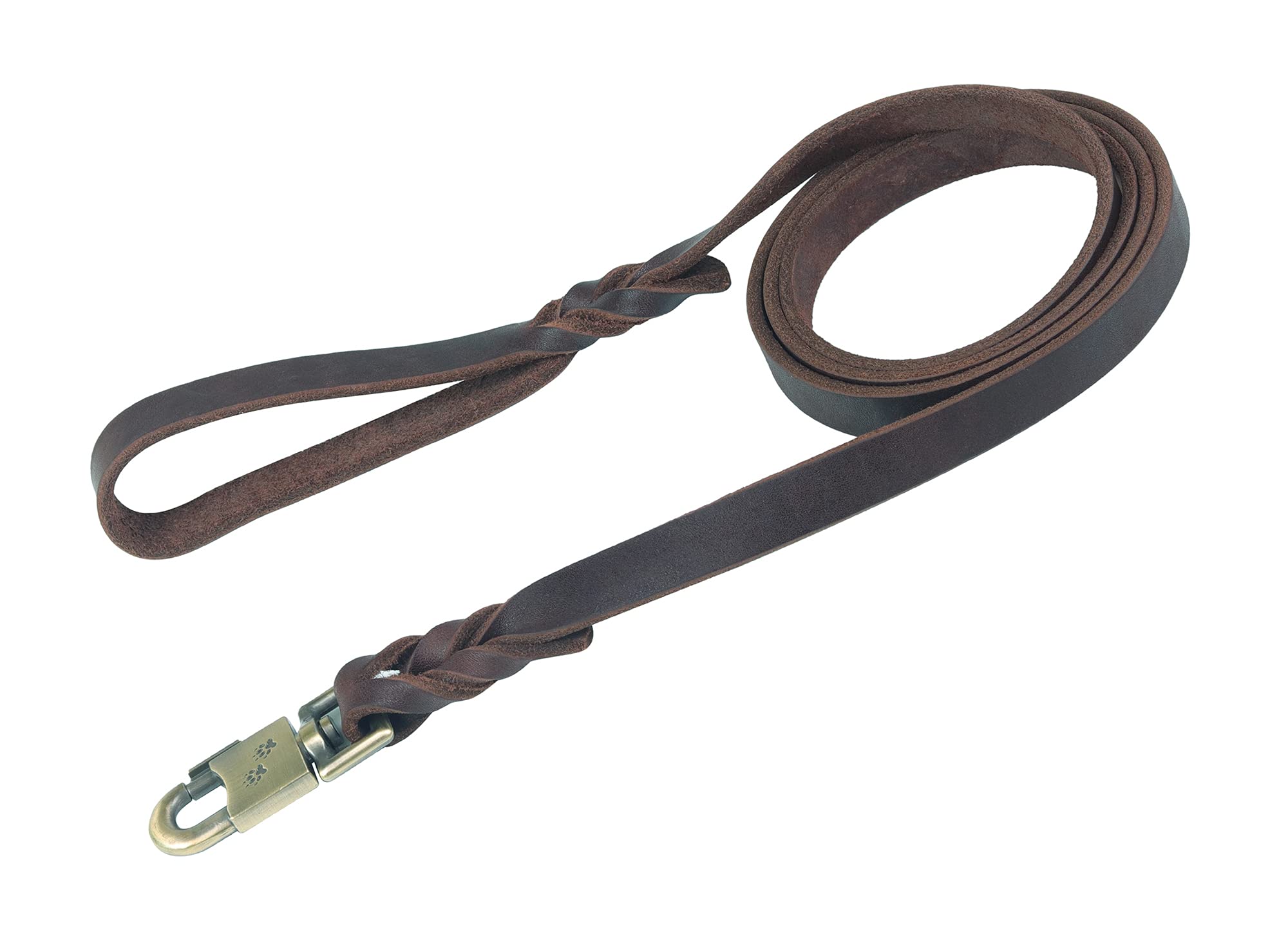 LWBMG Leder-Hundeleine 1,8m – Echtes Geflochtenes Leder Mit Messinghaken – Für Große, Mittlere & Kleine Hunde