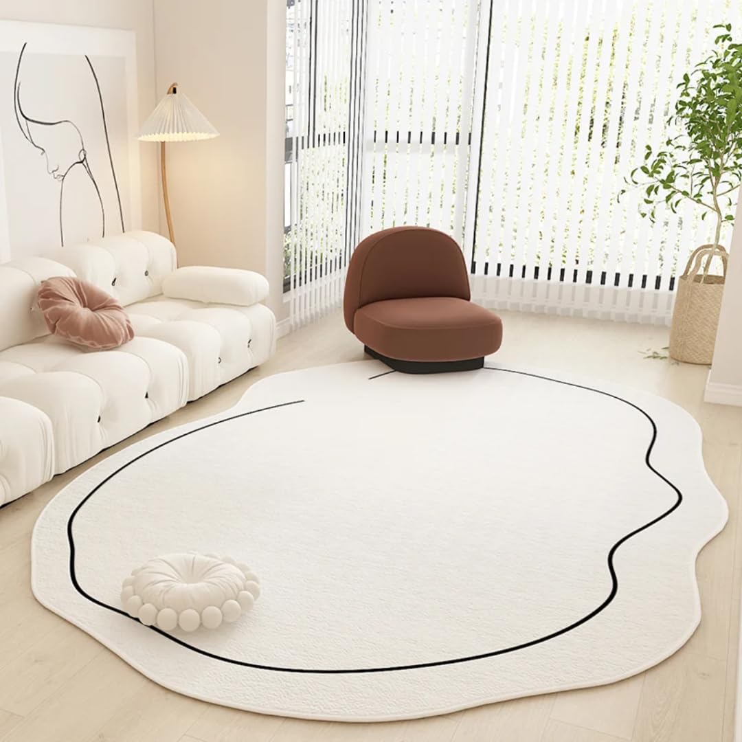 Tapis de sol en peluche irrégulier tapis de chevet minimaliste et tapis de salon cosy