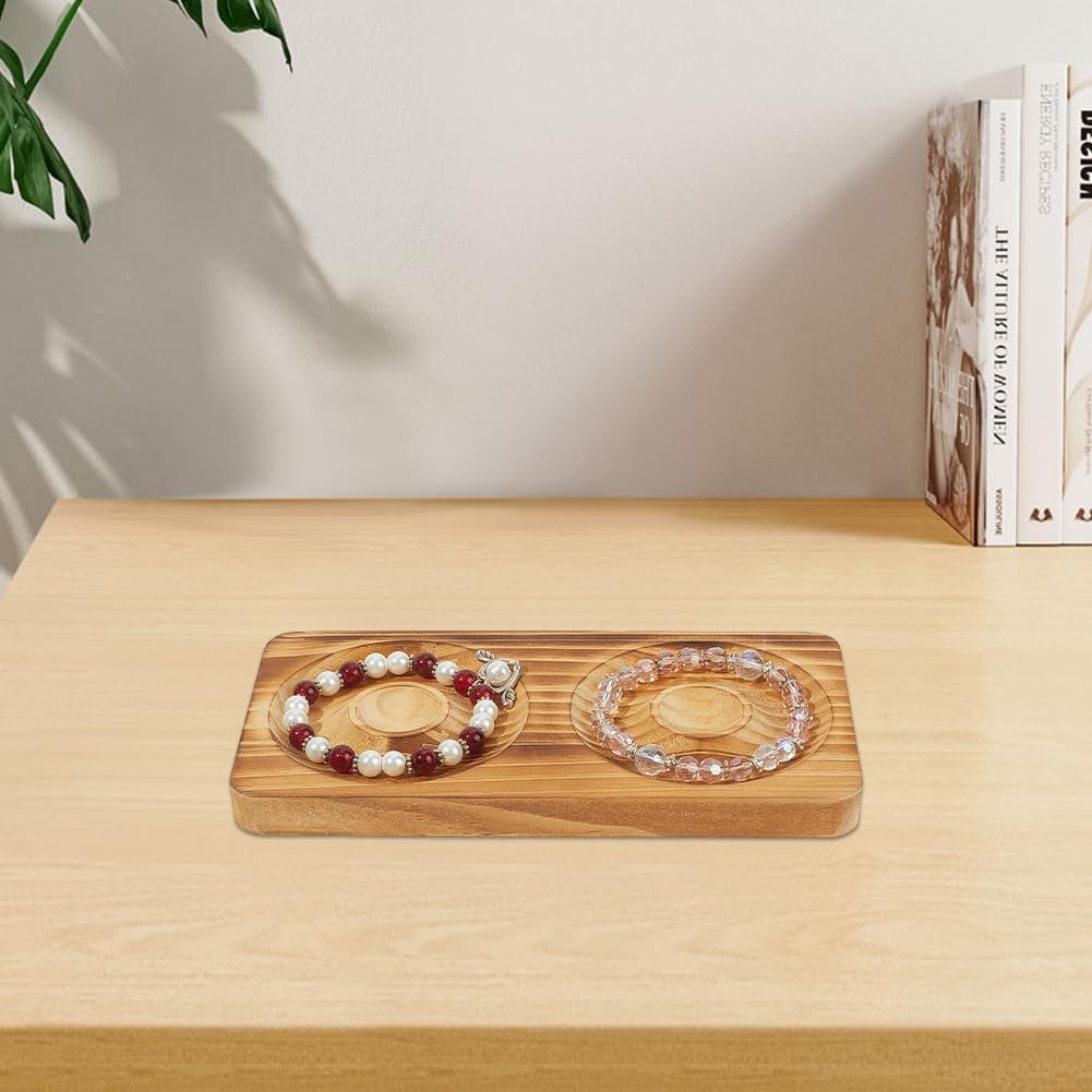Beebeecraft 2Pcs Wooden Bead Boards Rectangle Bracelet Finger Ring Display Holder Tray for Bracelet DIY Jewelry Making