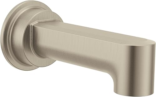 Moen 4326BN Greenfield - Caño de bañera sin desviación de conexión deslizante de 12 pulgada, níquel cepillado disponible en Yaxa Peru