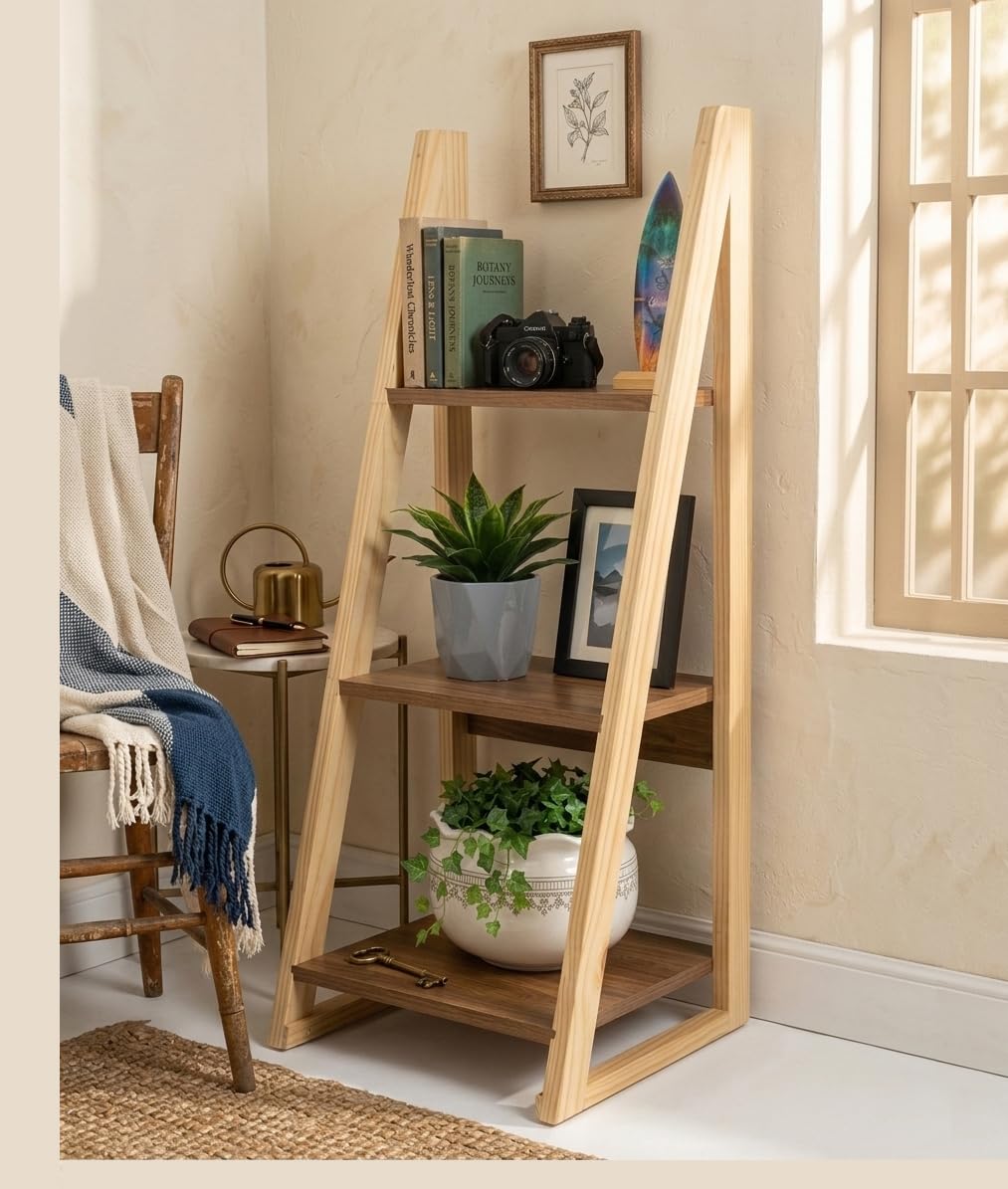 Decazone Pine Wood Frame 3-Tier Bookcase with White Gloss Shelves – Modern Freestanding Storage Rack for Home & Office, DIY Assembly, Open Display Shelf for Living Room & Study (Teak Wood, 3 Tier)-image-32
