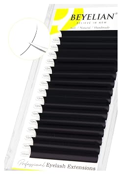 BEYELIAN Eyelash Extension 0.05 C Curl 10mm Natural Matte Black Tray Easy Fan Lash Extensions Volume Lashes Classic Professional Salon Use 0.05 C 10mm