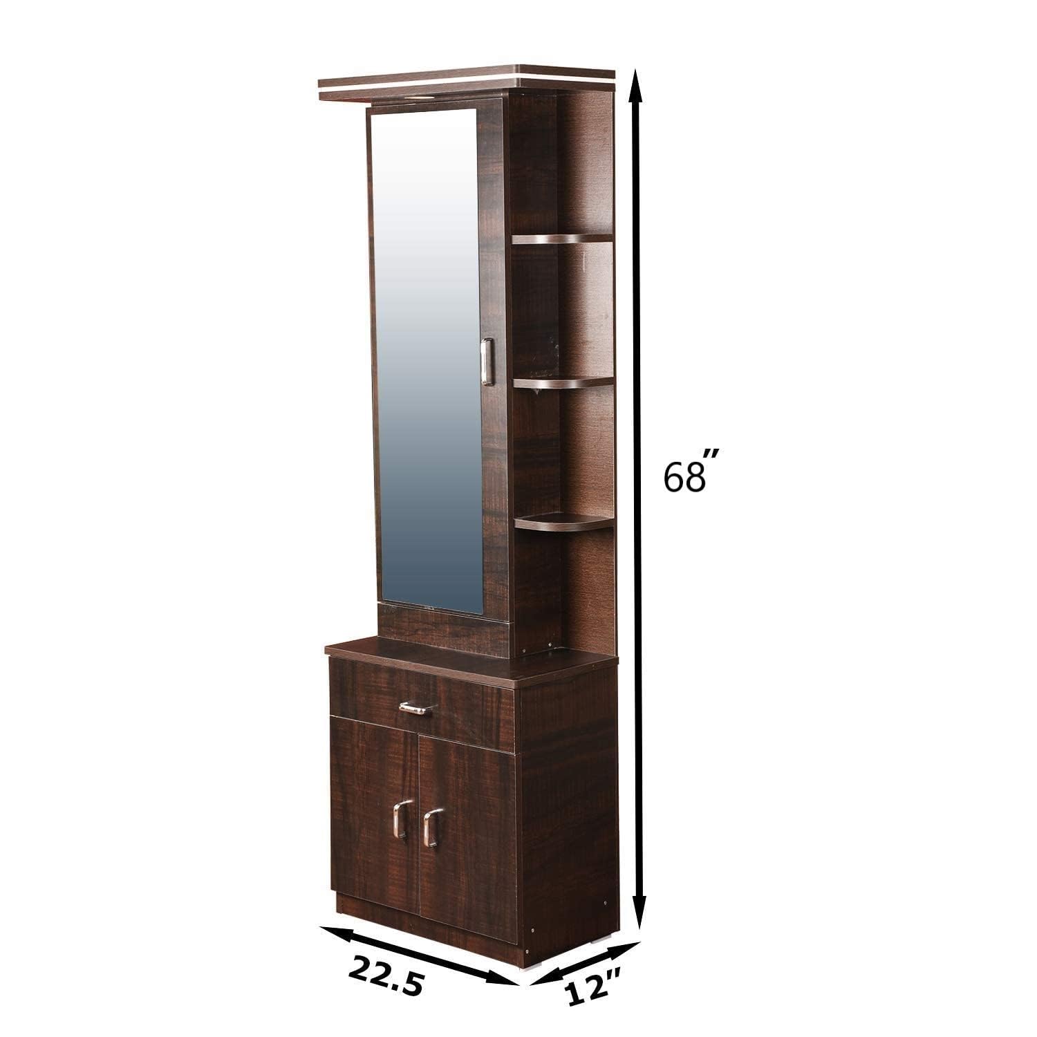 CASPIAN Furniture Dressing Table with Shelves and Drawer || Make up Table|| Organizer for Room Engineered Wood Dressing Table Rainfrest Brown 72 * 13 * 24 2
