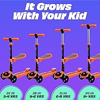 Vista 12 de SKIDEE Kick Scooters for Kids Ages 3-5, Adjustable Height Foldable Scooter with Removable Seat, 3 LED Light Wheels, Rear Brake, Wide Standing Board