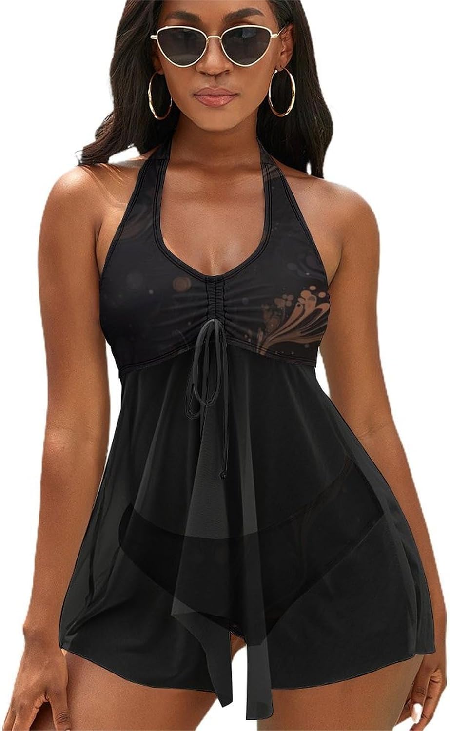Dark Medium Tankini Swimsuits for Women Two Piece Bathing Suits 2024 Summer Beach Swimwear Swim Tank Top