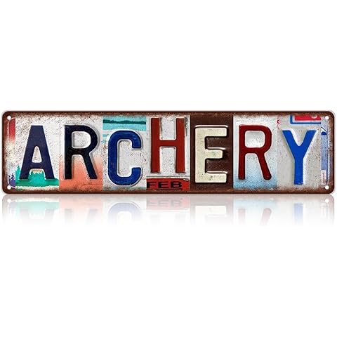 Vintage Sport Street Sign Archery Wall Decor Metal Tin Signs for Bar Home Bedroom G...