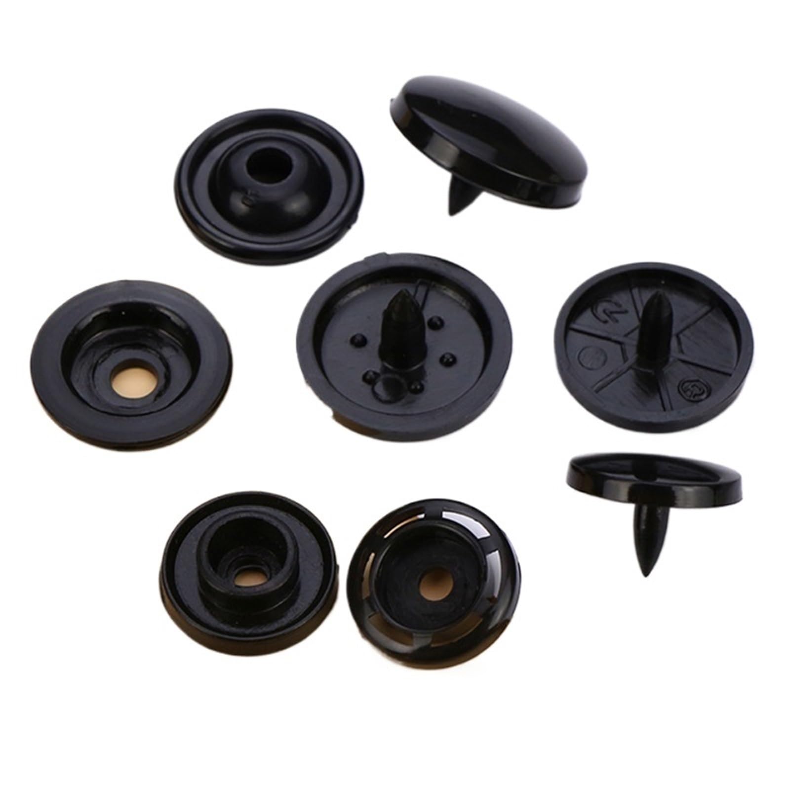 Xulvoz Black Plastic Snap Buttons 400Set White Snaps Button Fasteners Press Stud Poppers T5 Round Plastic Garment Sewing Accessories For Baby Clothes Clips Quilt