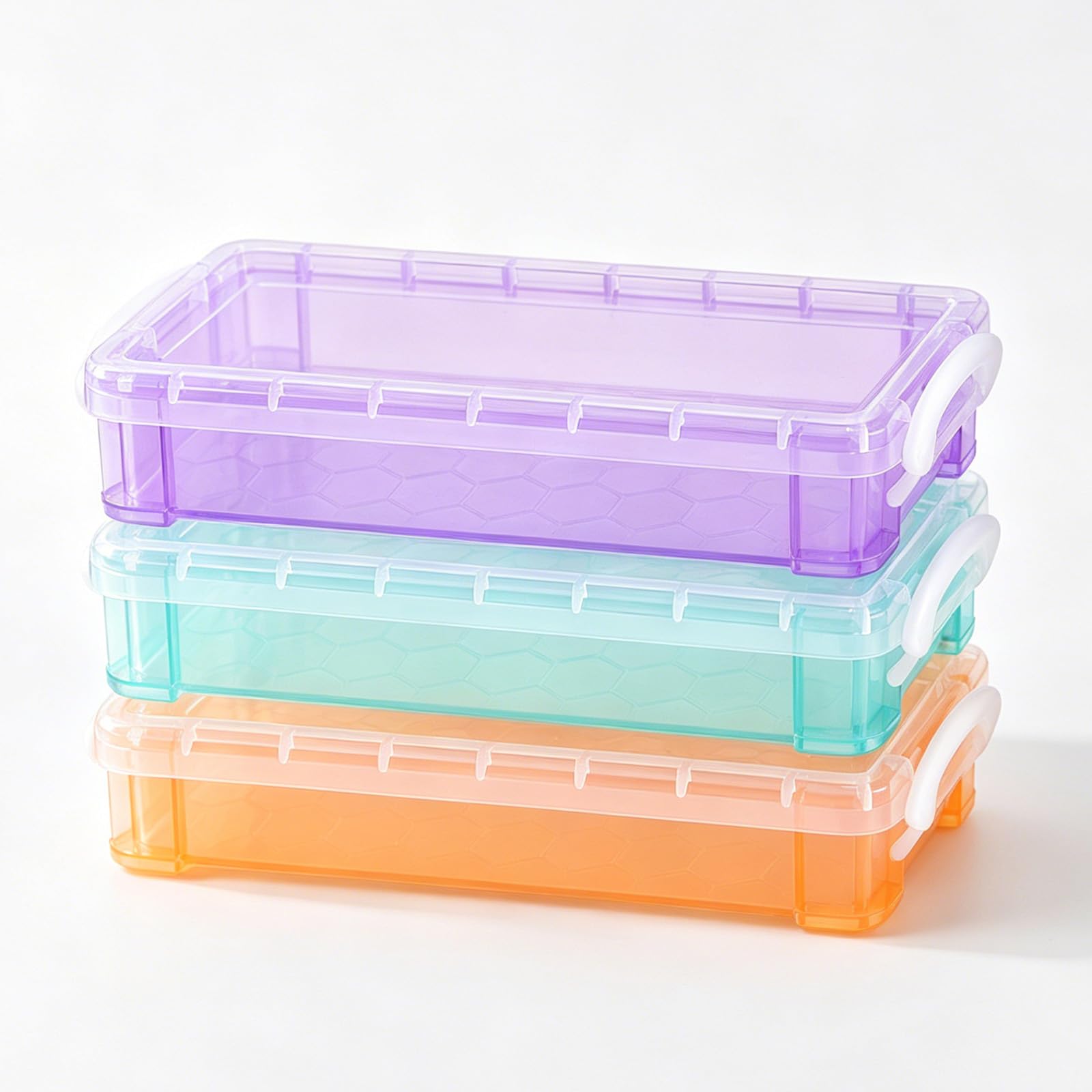 HETKRVN 3 Pcs Plastic Pencil Box 19x8.4x3.5cm Clear Pen Storage Case