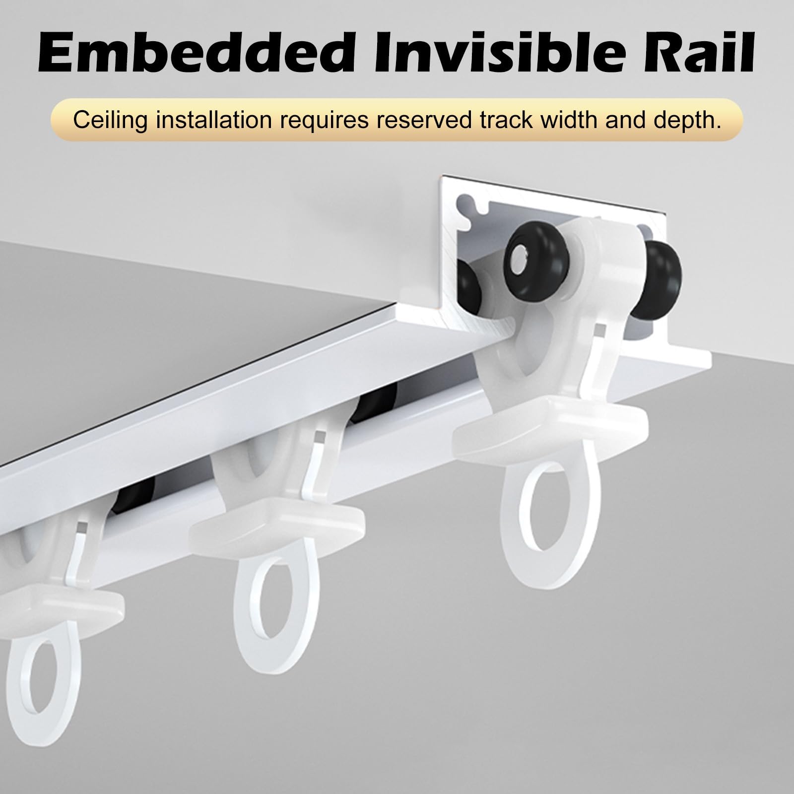 Rail de rideau encastré – Rail coulissant robuste pour séparateur de pièce dans les chambres, les hôtels et les hôpitaux
