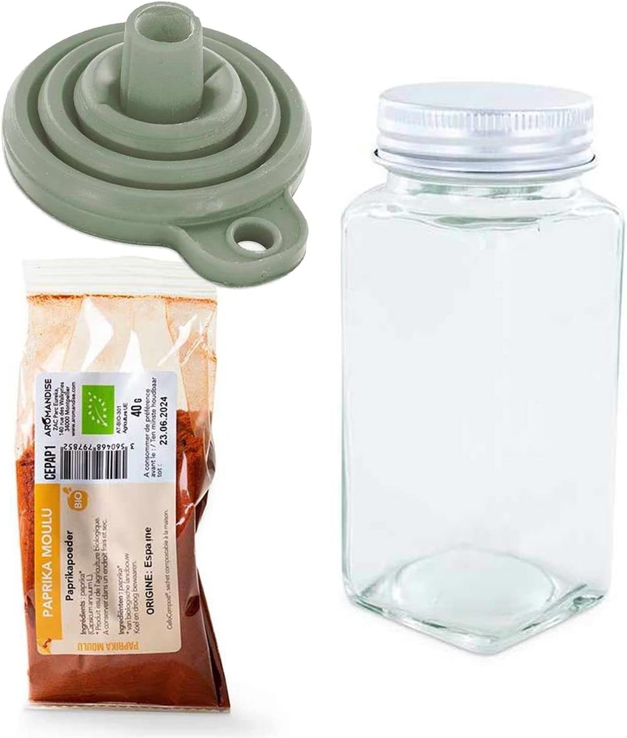 Spice bottle + funnel + ground paprika 40 g