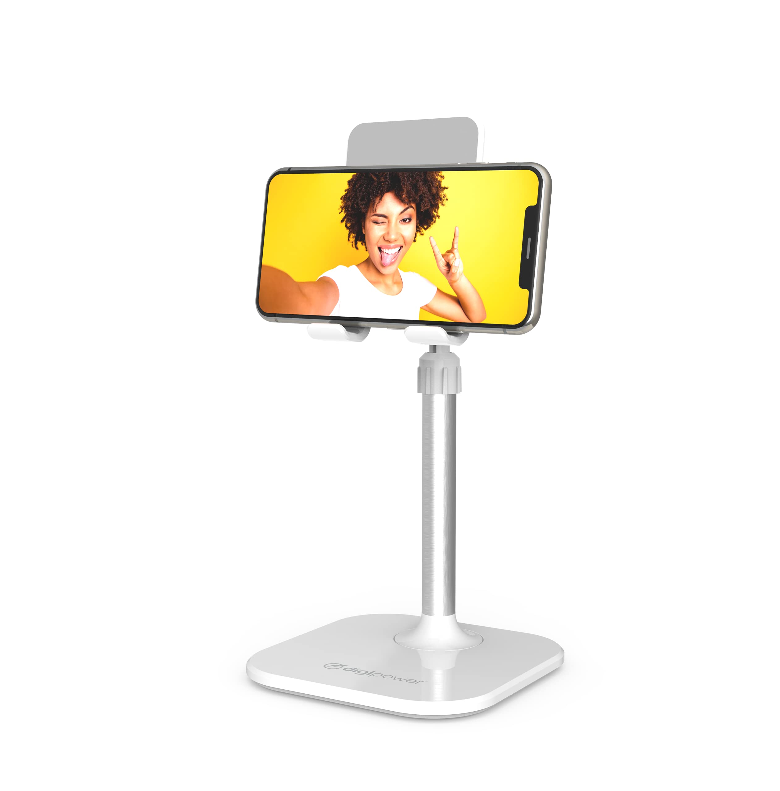 DigiPower Height-adjustable mobile phone stand, tablet stand, tablet and smartphone holder for models with up to 25 cm diagonal, white - Image 2