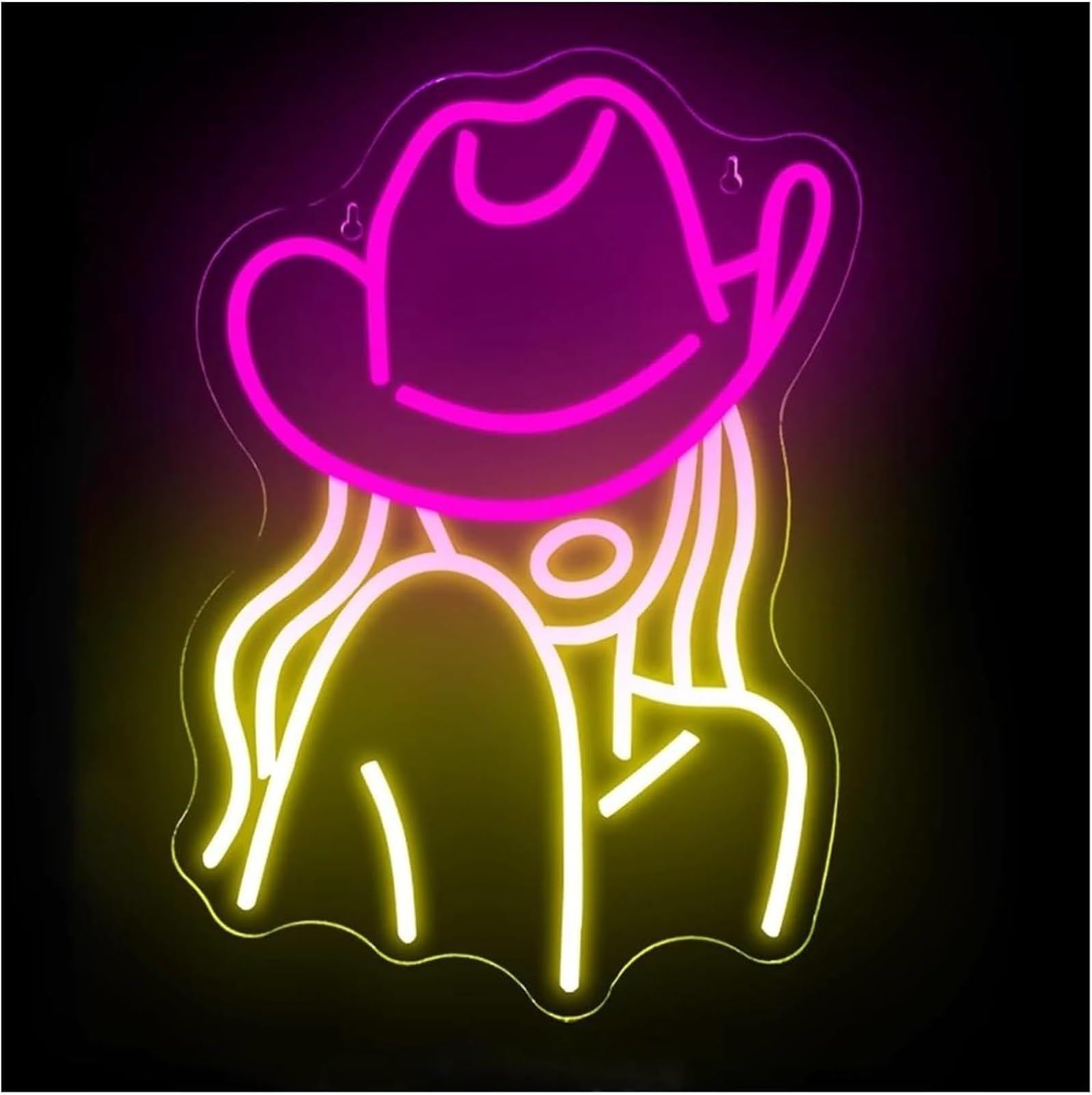 Luci al neon Insegne al neon con cappello da cowboy, luci occidentale, insegna luminosa donna, camera letto sexy
